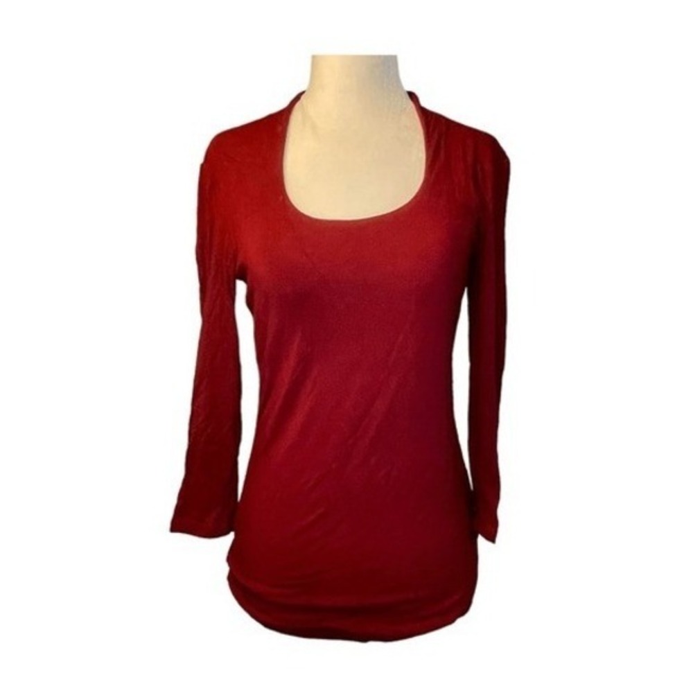 Grace Scoop Neck Burgundy Jersey Knit‎ Top 3/4 Sleeves XS